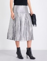 MAJE Jaly sequinned midi skirt ~ silver metallic skirts