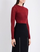 MAJE Linola open-knit wool-blend top ~ sheer burgundy tops #2