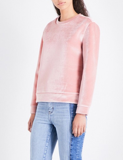 MAJE Torina velvet sweatshirt – pink sweatshirts
