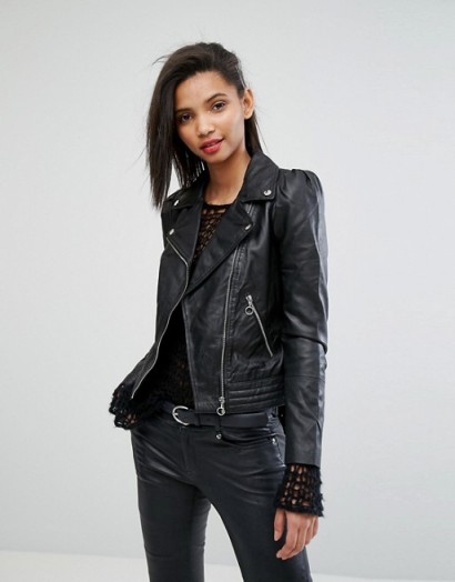 Mango Minimal Biker Jacket ~ black faux leather jackets