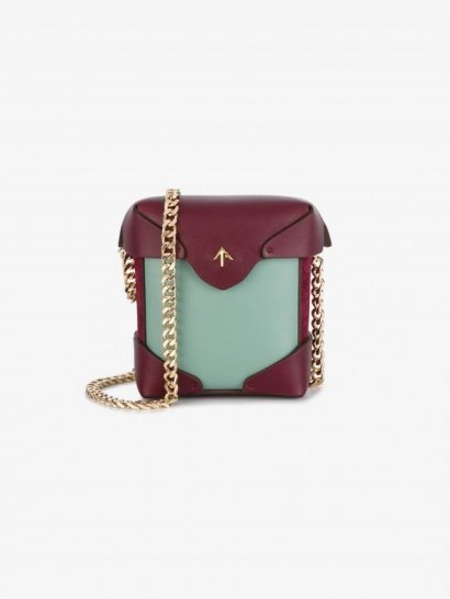 Manu Atelier Micro Fernweh Shoulder Bag ~ mini crossbody bags ~ small burgundy and mint green handbags - flipped