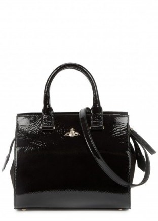 VIVIENNE WESTWOOD Margate large black patent leather tote ~ chic bags - flipped