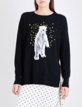 MARKUS LUPFER Polar Bear sequin-embellished merino wool jumper | black side slit jumpers | knitwear