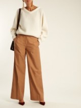 ELIZABETH AND JAMES Maslin high-rise wide-leg cotton trousers | camel-brown pants