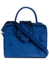 MEHRY MU mini fey box bag ~ small blue velvet top handle bags