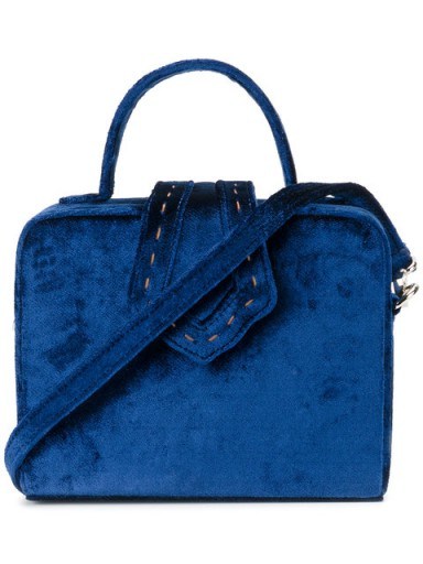 MEHRY MU mini fey box bag ~ small blue velvet top handle bags - flipped