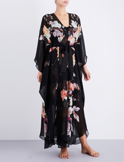 MENG Floral-print silk-chiffon robe ~ luxury robes ~ luxe nightwear