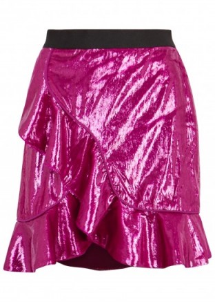 SELF-PORTRAIT Metallic pink ruffle-trimmed skirt ~ ruffled skirts