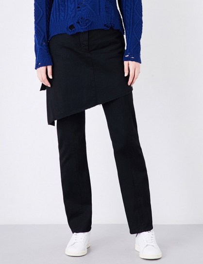 MIHARAYASUHIRO Asymmetric skirt-panel straight high-rise jeans - flipped