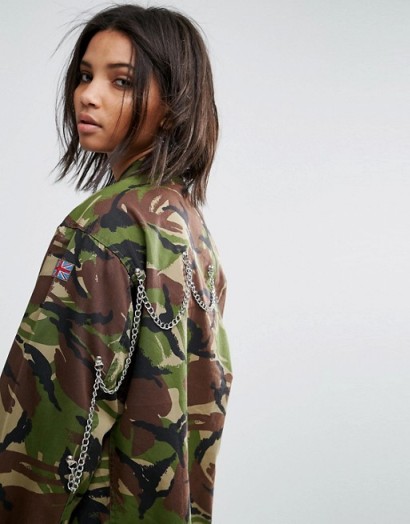 Milk It Vintage Camo Jacket With Back Chains ~ camouflage print jackets