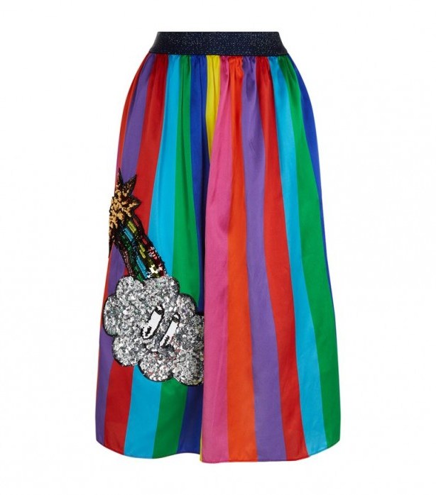 Mira Mikati Embellished Rainbow Stripe Skirt – multi coloured stripes – skirts - flipped
