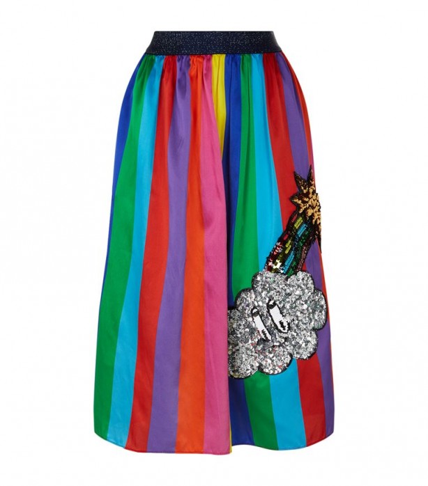 Mira Mikati Embellished Rainbow Stripe Skirt – multi coloured stripes – skirts