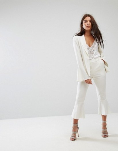 Missguided Flare Sleeve Blazer & Tailored Trouser Co-Ord ~ ivory pant suits ~ flared jackets & trousers - flipped