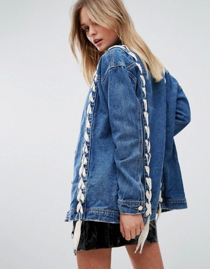 Missguided Lace Up Detail Denim Jacket - flipped