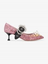 Miu Miu Mary Jane 55 Embellished Pumps / pink glittering shoes