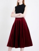 MO&CO. High-rise cotton-velvet skirt | red A-line skirts