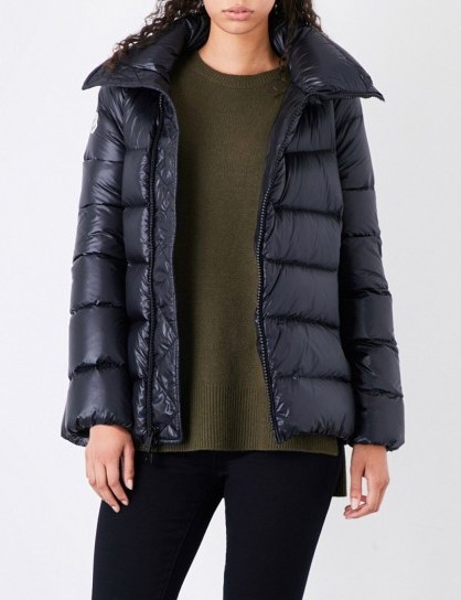 MONCLER Salix high-gloss shell down jacket ~ black padded jackets ~ casual winter coats - flipped