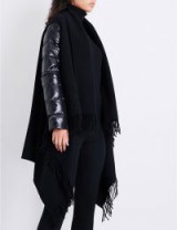 MONCLER Shawl-lapel wool and quilted-shell cape | black capes/shawls