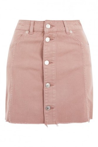 MOTO Button Up Denim Mini Skirt ~ dusty-pink skirts - flipped