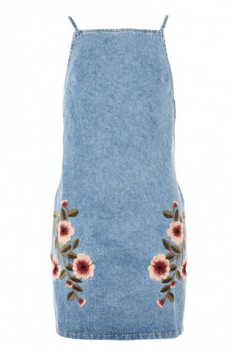 Topshop MOTO Denim Embroidered Dress | floral dresses