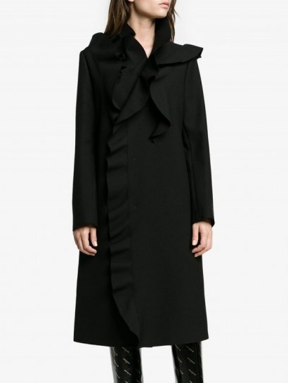 MSGM Ruffled Double-Breasted Coat | black statement coats - flipped