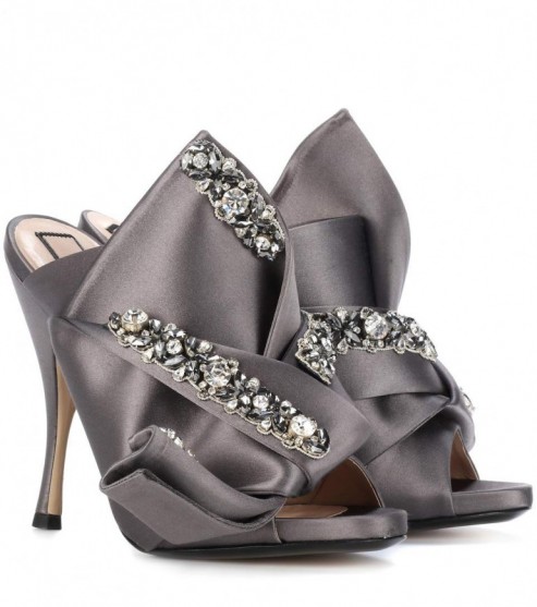 N°21 Ronny 110 crystal-embellished satin sandals | luxe taupe heels