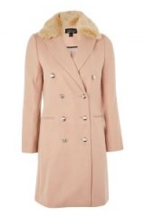 Topshop Nancy Faux Fur Collar Coat – nude coats – luxe style fashion