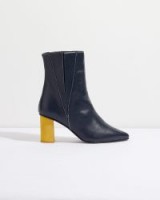 JIGSAW NEILSON POINT HEELED BOOT / navy leather ankle boots