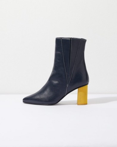 JIGSAW NEILSON POINT HEELED BOOT / navy leather ankle boots - flipped