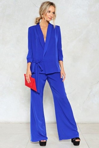 NASTY GAL New Wave Wide-Leg Pants ~ cobalt blue wide leg trousers ~ evening trouser suits ~ party fashion - flipped