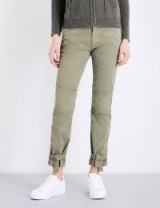 NILI LOTAN Bradley tapered mid-rise stretch-cotton trousers | army green pants