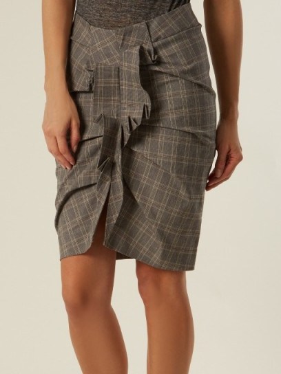 ISABEL MARANT ÉTOILE Noora Prince of Wales-checked stretch-cotton skirt ~ front ruffle skirts - flipped