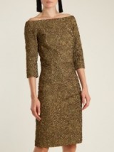 OSCAR DE LA RENTA Off-the-shoulder cloqué dress – gold metallic cocktail dresses – evening chic/glamour #2