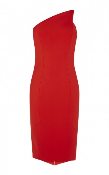 Karen Millen ONE-SHOULDER PENCIL DRESS – RED - flipped
