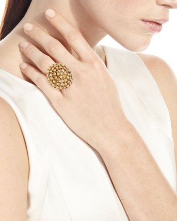Oscar de la Renta Crystal Bezel Dome Ring ~ cocktail rings ~ statement jewellery
