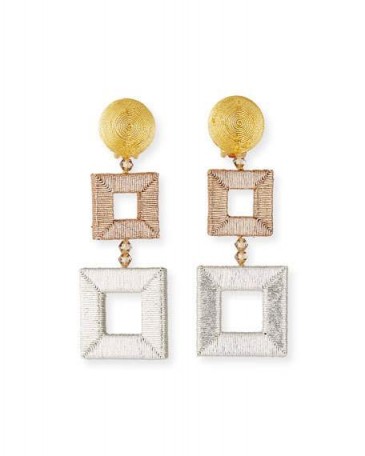 Oscar de la Renta Wrapped Double-Square Drop Earrings ~ statement jewellery