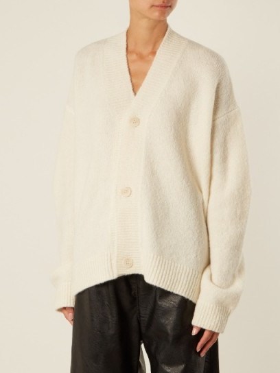 MM6 BY MAISON MARGIELA Oversized V-neck knit cardigan ~ cream slouchy cardigans ~ chic knitwear - flipped