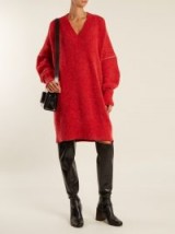 MM6 BY MAISON MARGIELA Oversized V-neck knit dress ~ chic red sweater dresses