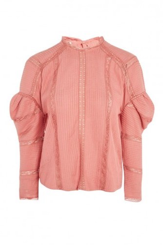 Topshop Ovoid Sleeve Blouse | rose-pink vintage style blouses p - flipped