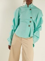 A.W.A.K.E. Page Boy Meets Octopus Tendrils cotton top ~ mint-green draped sleeved tops