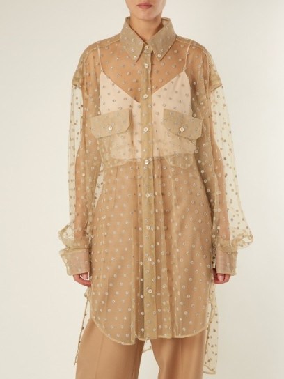 MAISON MARGIELA Patch-pocket fil coupé tulle blouse ~ oversized sheer blouses - flipped