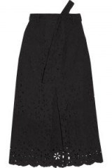 ZIMMERMANN Pavilion pleated broderie anglaise cotton midi skirt | black scalloped hem skirts