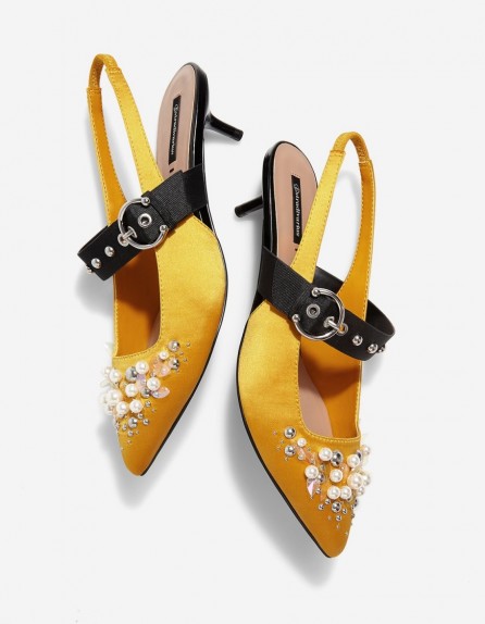 stradivarius Pearly slingback high heel court shoes