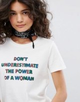 People Tree Organic Cotton T-Shirt With Power Of Woman Slogan / white slogan t-shirts