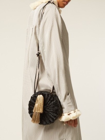 WAI WAI Petite Balaio woven-rattan bag ~ round shoulder bags - flipped