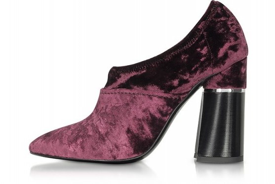 3.1 PHILLIP LIM Kyoto Syrah Velvet High Heel Pumps # purple #chunky #heels #shoes - flipped