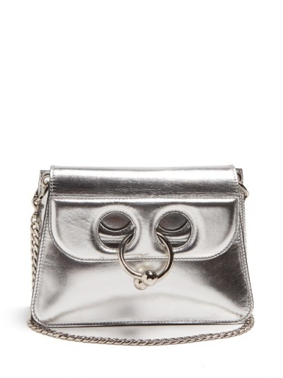 J.W.ANDERSON Pierce mini metallic silver leather cross-body bag ~ luxe ...
