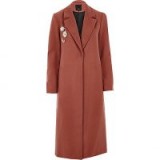 River Island Pink brooch embellished long coat – longline autumn/winter coats
