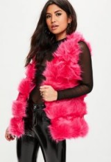 missguided pink faux fur gilet – sleeveless fluffy jackets – gilets