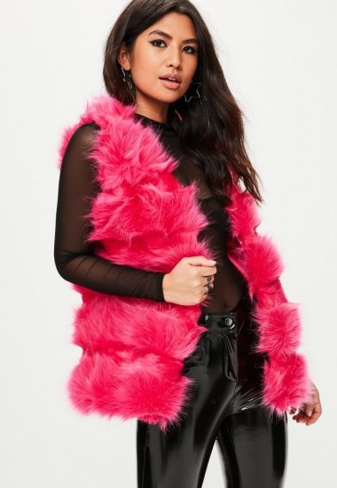 missguided pink faux fur gilet – sleeveless fluffy jackets – gilets - flipped